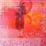 Tina Lojenburg - Acryl auf Leinwand - rosa Figur - 100 x 100 cm
